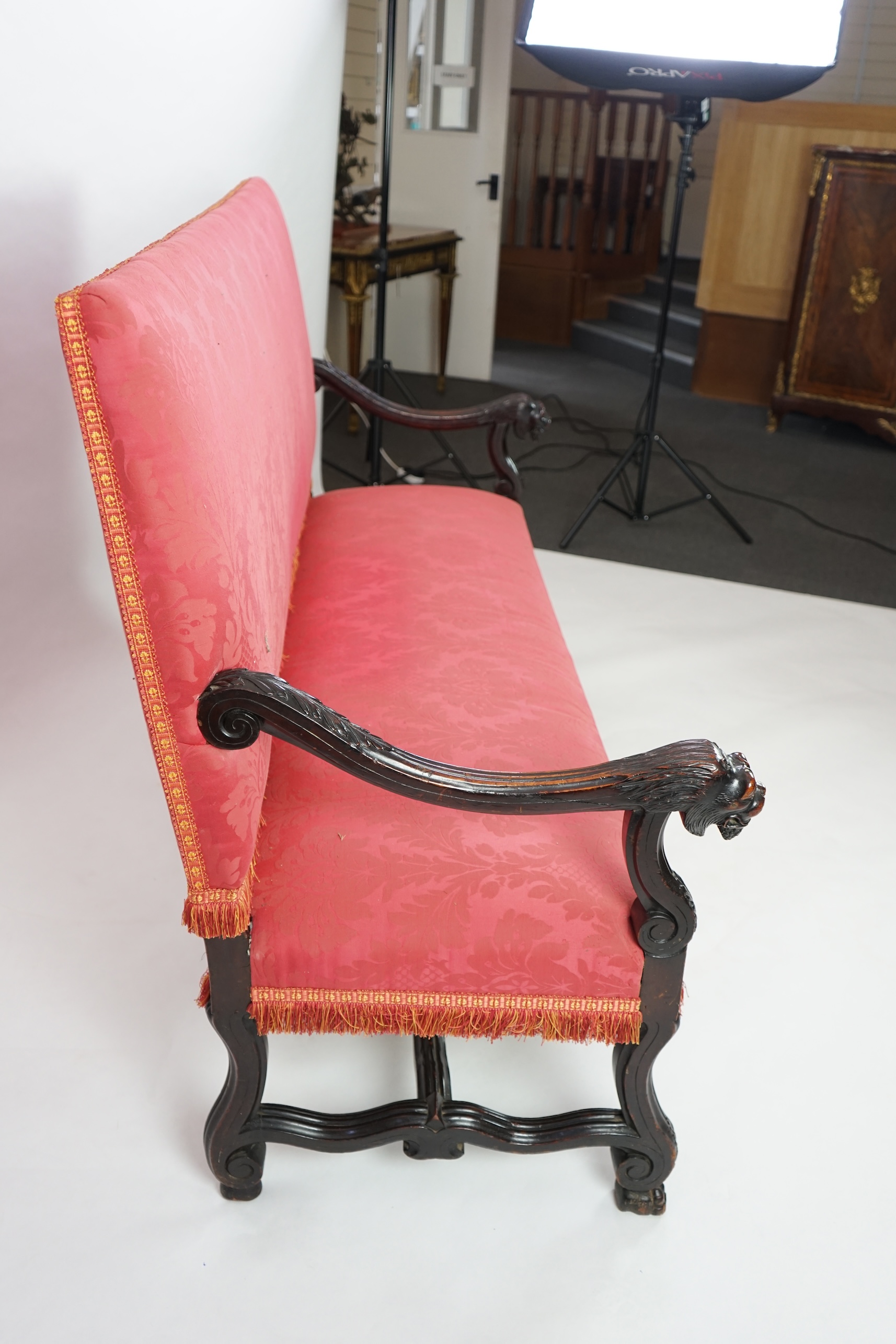 A 17th century style walnut settee